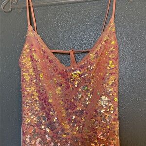 Dazzling Pink and Gold Sequin Formal Prom Dress